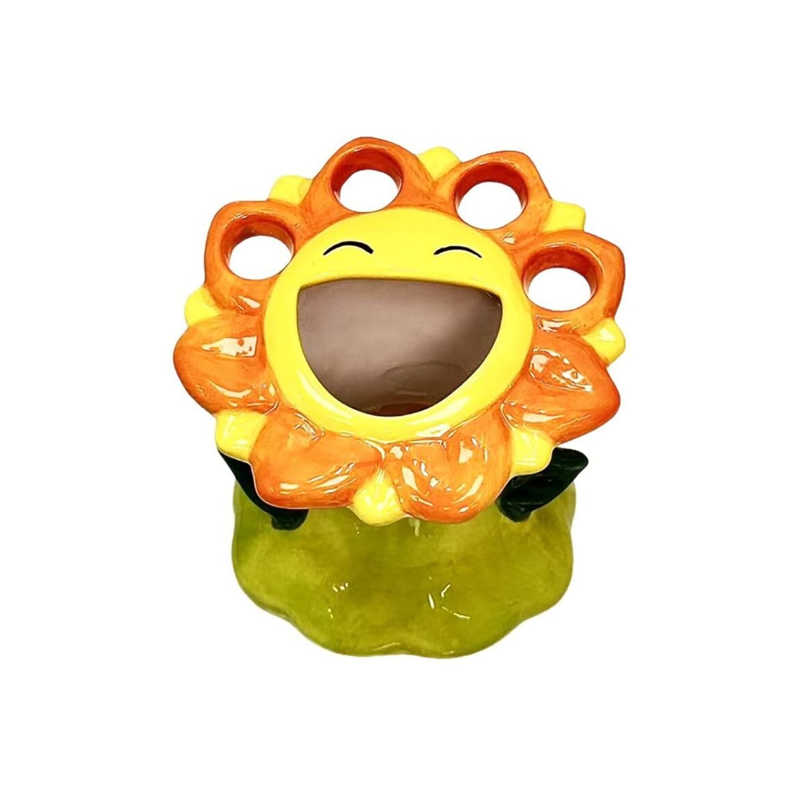 Makeup Brush Holder Ceramic Sunflower Toothbrush Holder Organizer And Toothpaste Vanity And Countertops Decor Toothbrush Organizer