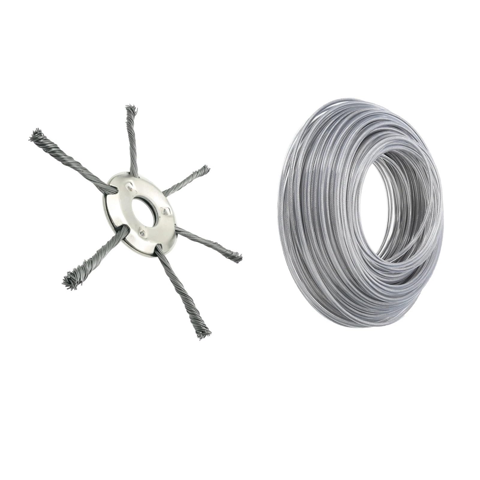 Cabezal de Corte de césped de Alambre de Acero + 3 mm x 15 m/1 LB, Hilo de Nailon for desbrozadora de Gasolina, Repuesto for cortadora de césped(Gray)