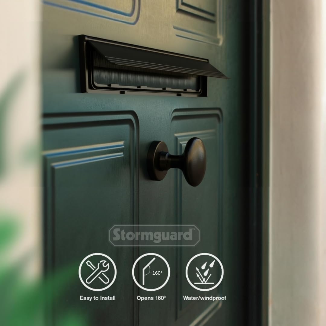 Stormguard 06SR0310000W, cassetta postale interna in metallo, con coperchio nero, 293 x 77 mm