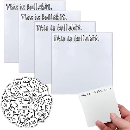 Divertida nota adhesiva, 4 blocs de notas novedosas con 100 calcomanías divertidas, suministros de oficina divertidos, accesorios de escritorio de