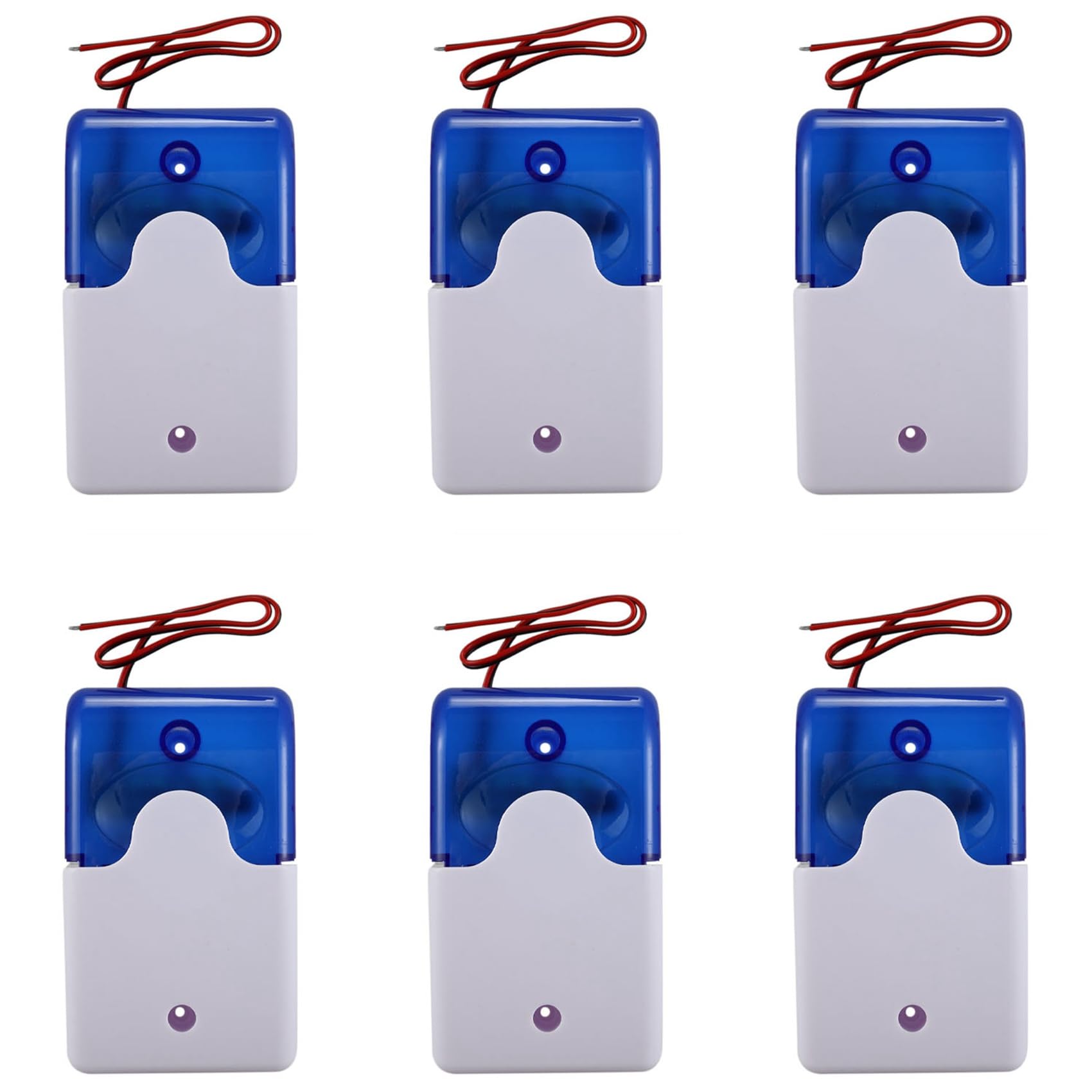 Baglaum 6X Mini Wired Strobe Warning Siren Dc 12V Sound Alarm Flashing Light Sound Siren Horn 115Db Blue