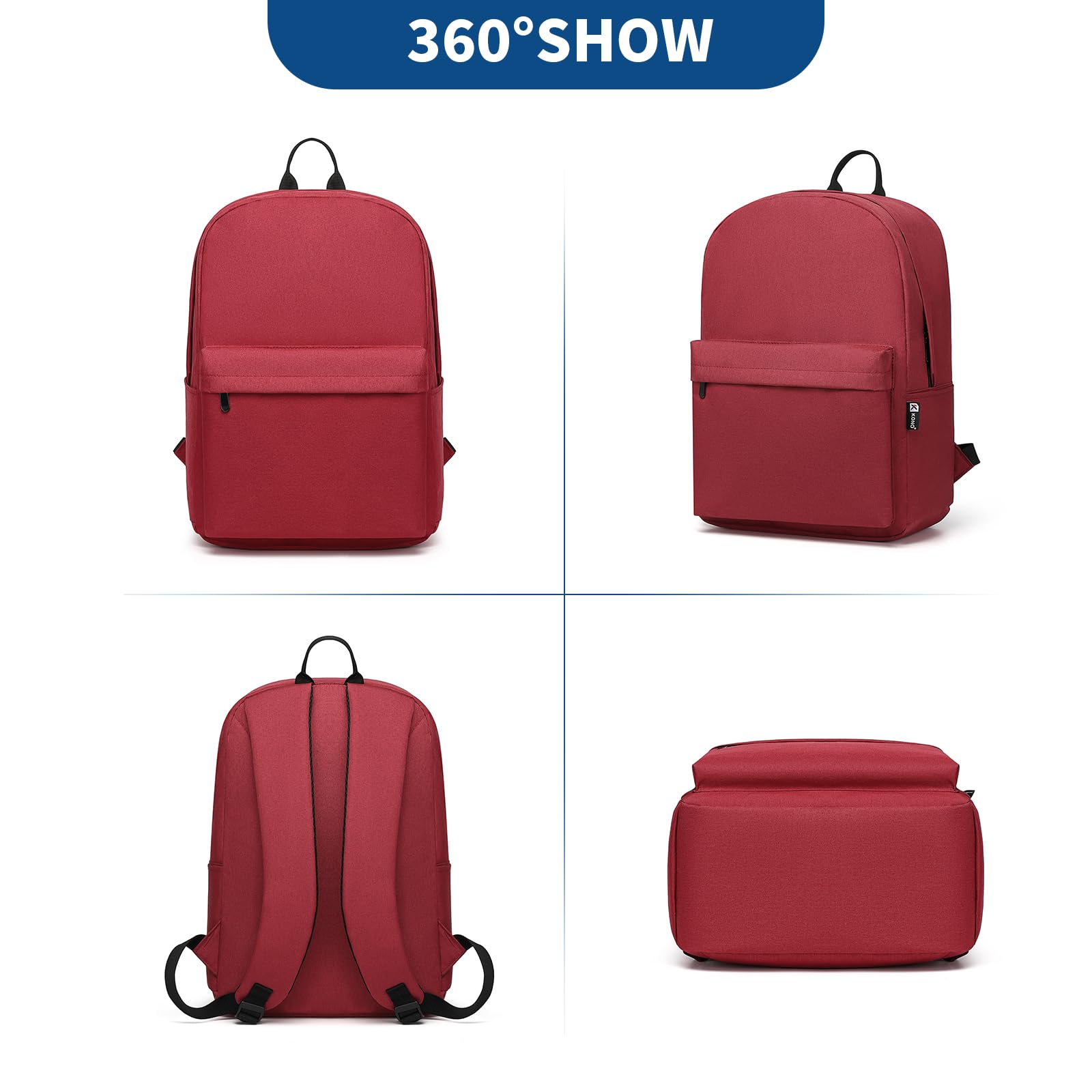 KONO Zaino Casual, Zaino Uomo Leggero 15,4 Pollici Laptop Bag per Viaggi Lavoro Scuola Affari Sport