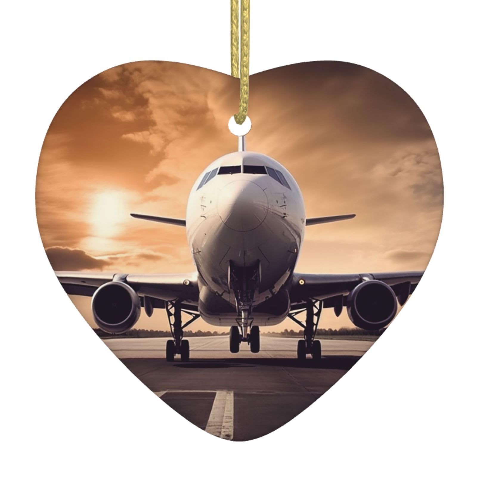 Fodpand Women's White Airplane Christmas Ornaments 2025, Gift Exchange For Men, Collectible Ceramic Ornament Heart Hanging Ornaments For Christmas Tree Decoration