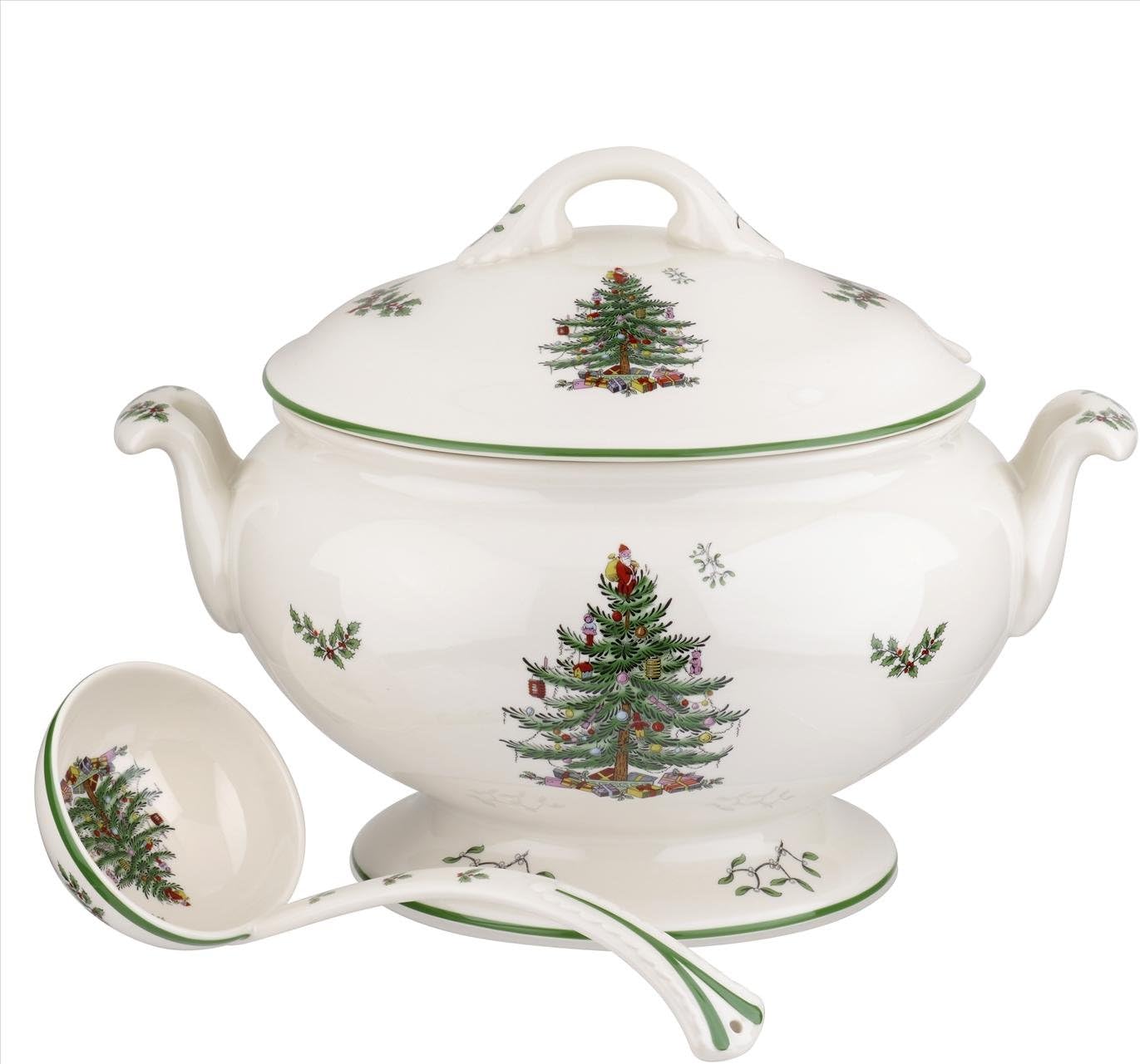 Spode Christmas Tree Footed Tureen with Lid and Ladle 4