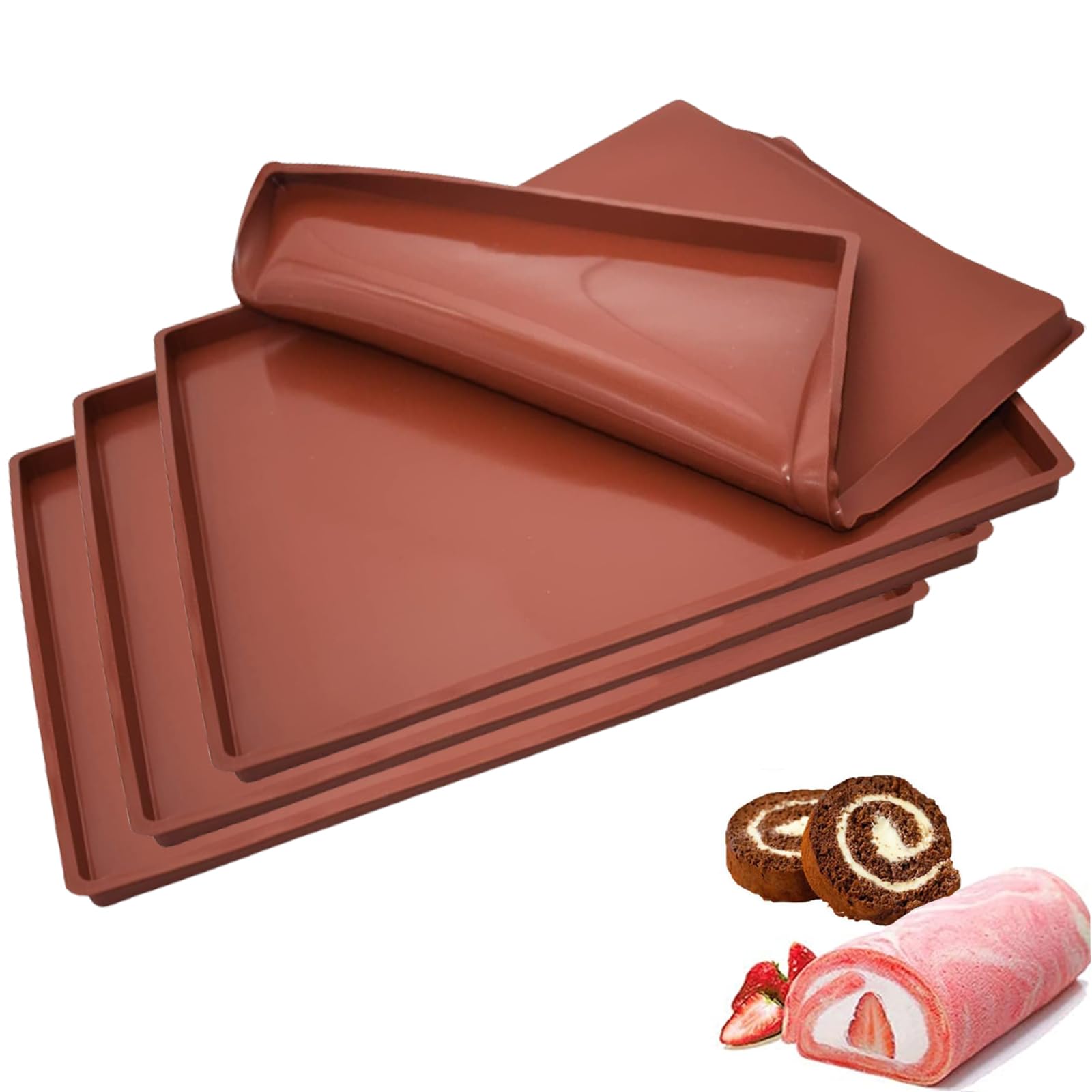 4 Pieza Tapetes para Hornear, Tapete de Silicona para Horno, Alfombrilla de Silicona para Hornear, Tapete de Silicona para Hornear, Se Puede Utilizar para Hacer Rollos de Pastel, Galletas, Pan