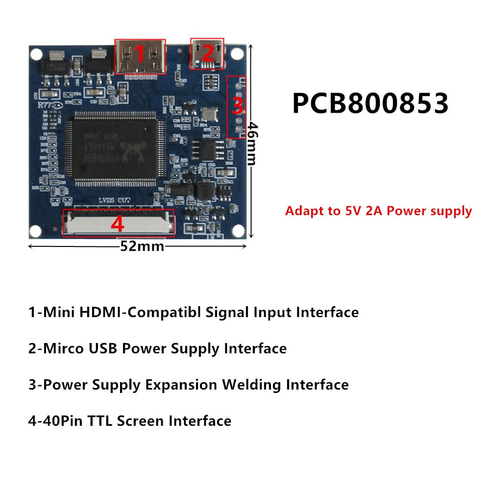 Schermo LCD portatile con touchscreen USB, mini HDMI e scheda driver da 5 V, compatibile con PC Windows, Raspberry Pi, Orange Pi e schede di sviluppo (8 pollici (1024 x 768) 4:3)