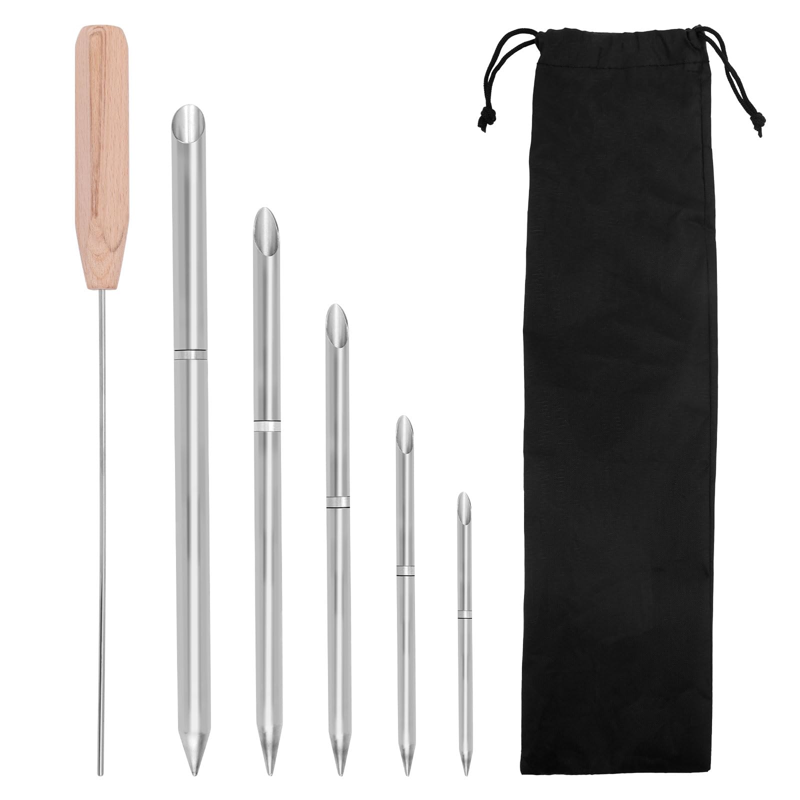 7pcs Rope Splicing Tool Kit, 6-in-1 Stainless Steel FID Tools with Pusher and Storage Bag for Double Braid Eye Rope 1/4