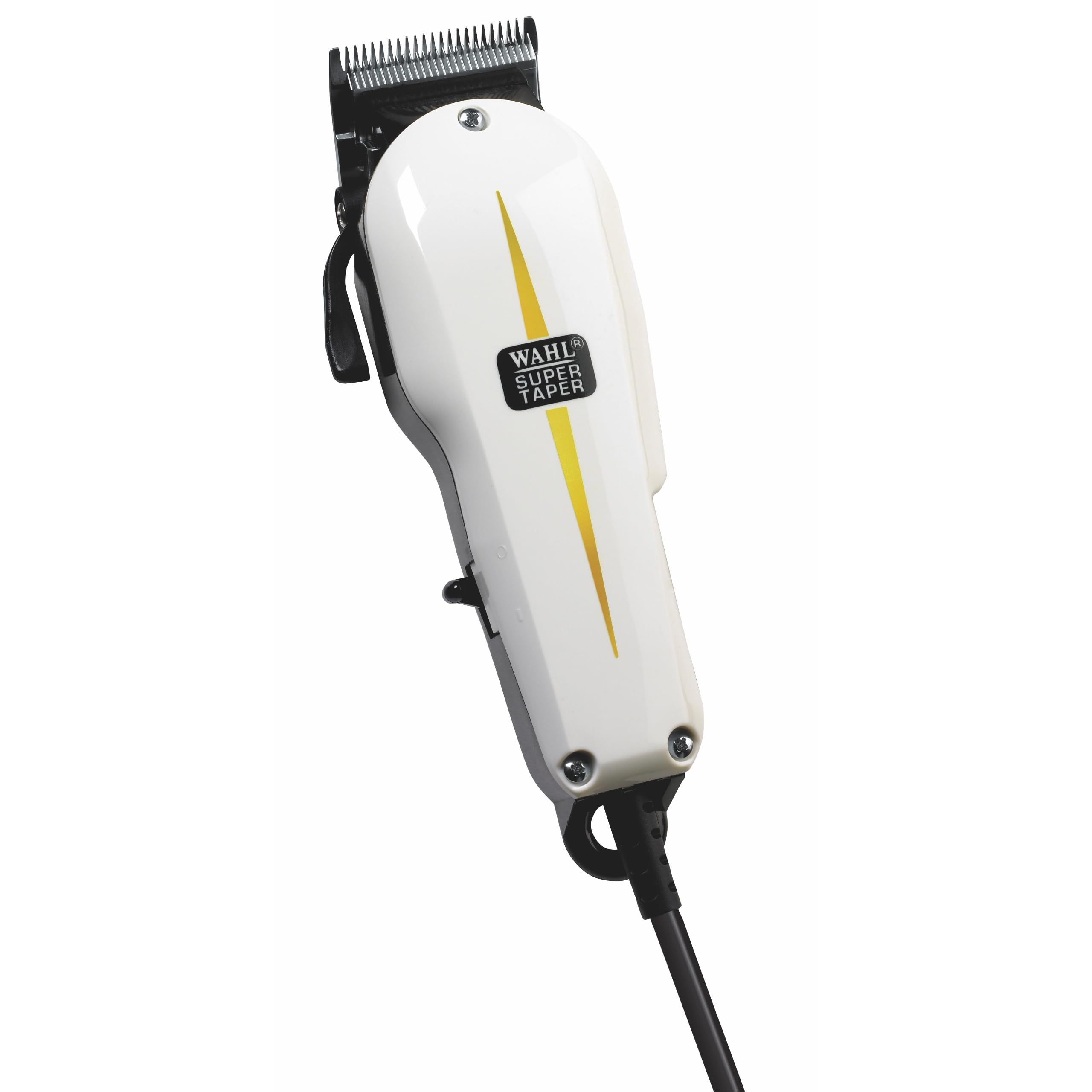 Wahl Super Taper - Maquina cortapelos, cuchillas cromadas, con accesorios, corriente alterna, blanco, Est&aacute;ndar Blanco Standard
