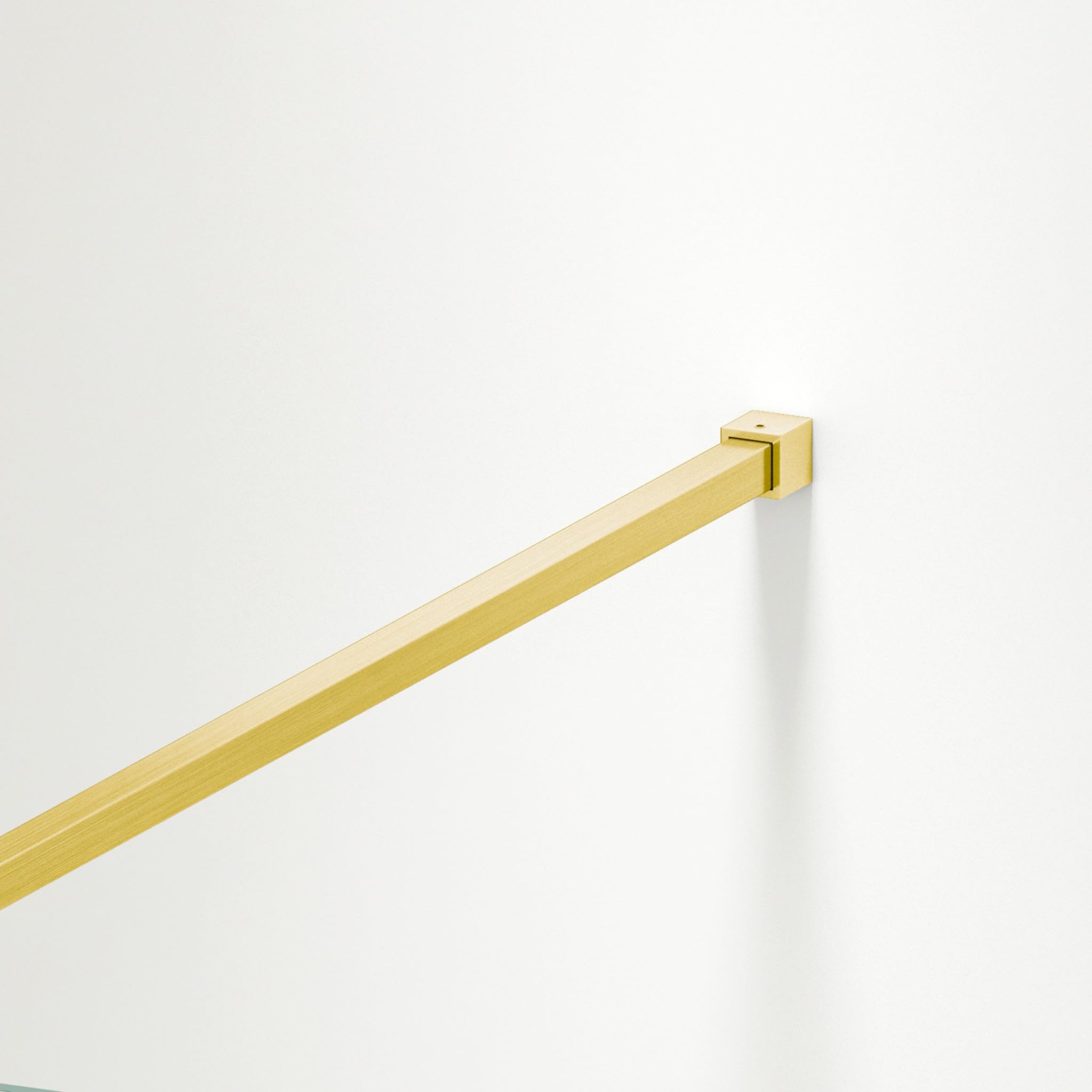 Mampara de Ducha Dorada 50 x 200 cm - Panel Fijo de Cristal Templado 8 mm con Tratamiento Antical Easy Clean - Instalación Reversible Izquierda/Derecha - Ideal para Ducha de Obra Walk-In