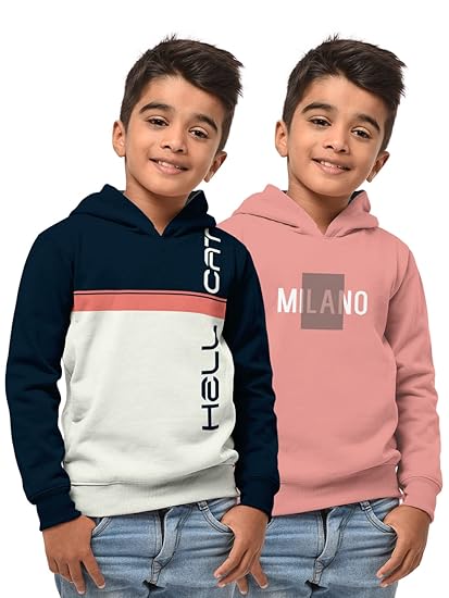 Boys Regular Fit Fulsleeve Hooded Sweatshirt with Rib - Combo Pack of 2