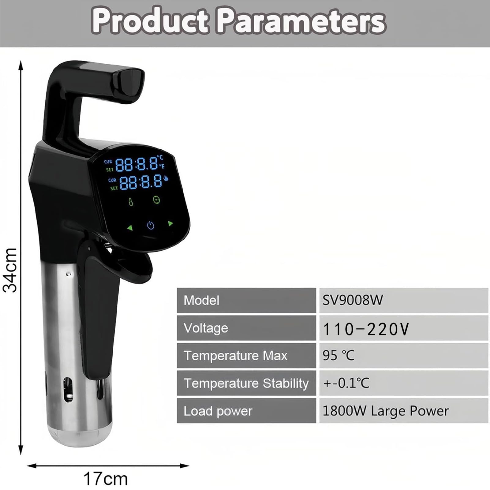 Cuiseur Sous Vide, Kit Sous Vide électrique De 1800 W Avec écran Led