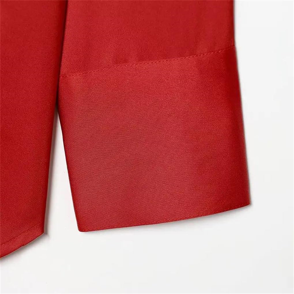 Blusa de satén para mujer, cuello bufanda, manga larga, camisa de oficina