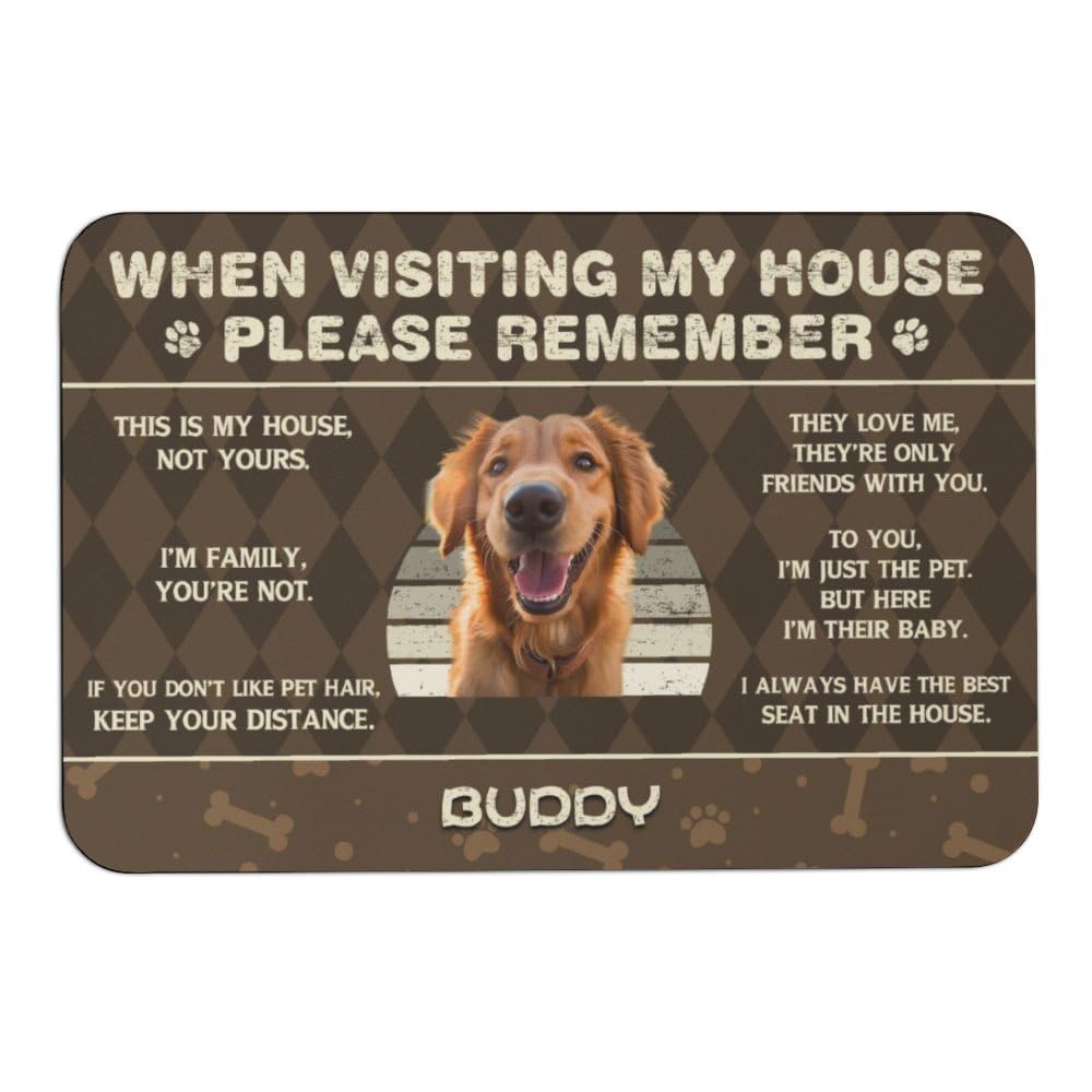 CT4JESY Personalized Pet Doormat - Custom Photo & Name, Entrance or Bathroom Mat, Gift for Pet Lovers, Funny Welcome Mat, Style 2