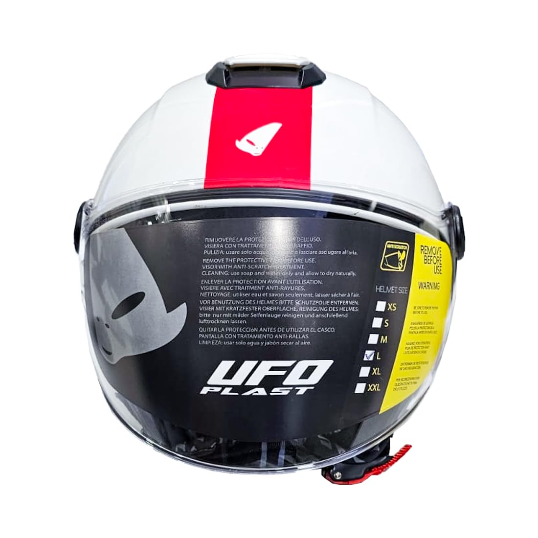 CASCO UFO JET NIXIE HE13005-WB Doppia Visiera Bianco/Rosso Lucido - Casco Jet Omologato ECE 22.06, Termoplastico, Taglie XS-XL