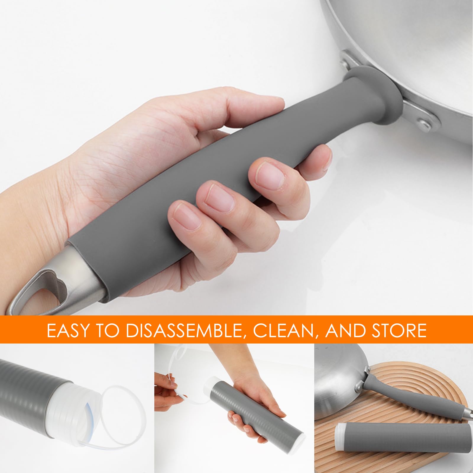 3Pcs Pot Handle Heat Insulation Silicon Cover, Silicone Pot Handle Cover, Silicone Hot Handle Holder, Silicone Hot Skillet Handle Holder, Pot Holders Cover Sleeve for Frying Pot (3Pcs Large)