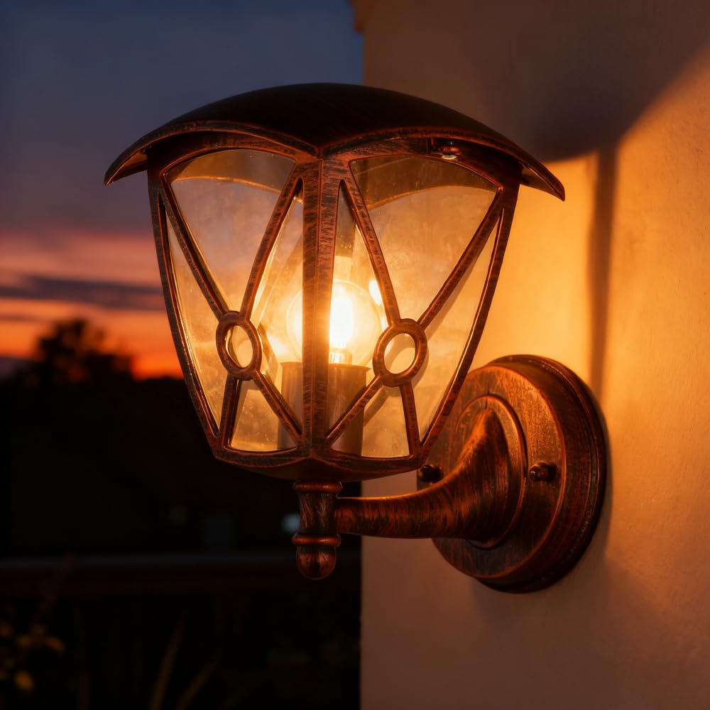 ZFPKXHVMG Outdoor Wall Lamp, Outdoor Wall Lamp Aluminum Glass Waterproof Decorative E27 Lighting Fixture for Courtyard Porch(Bd-37)