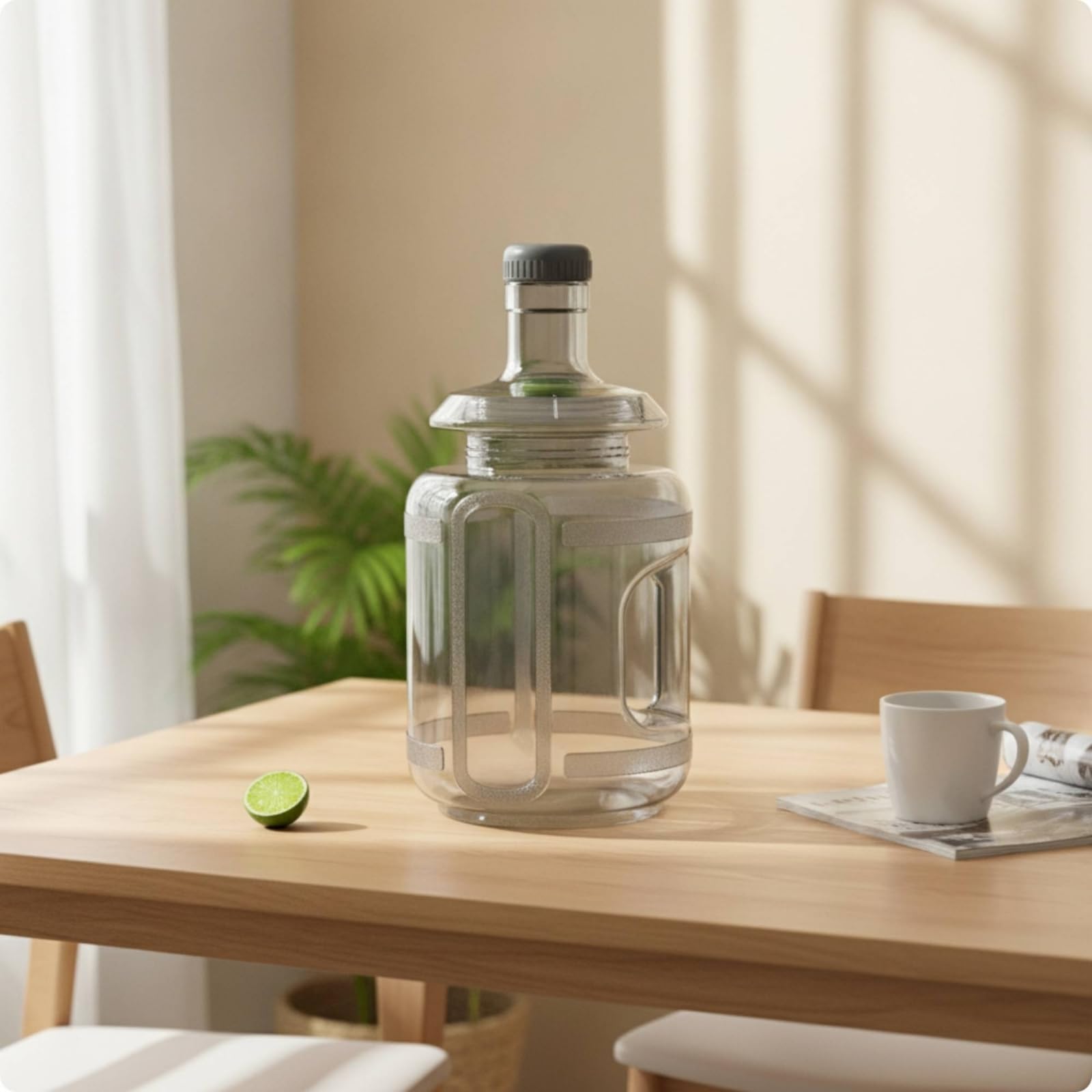 Tanica Trasparente Secchio Antischizzo Serbatoio d’acqua per Macchina Del Caffè, Grigio Nebbia, 7.5L