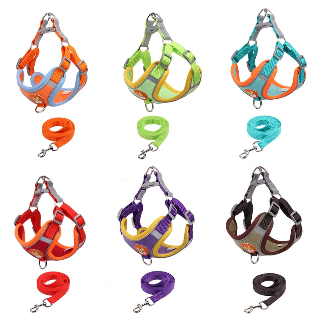 Pet Chest Strap Dog Harness Reflective and Breathable Small Dog Traction Vest Harness Rope Outdoor Dog Walking Leash (C X)