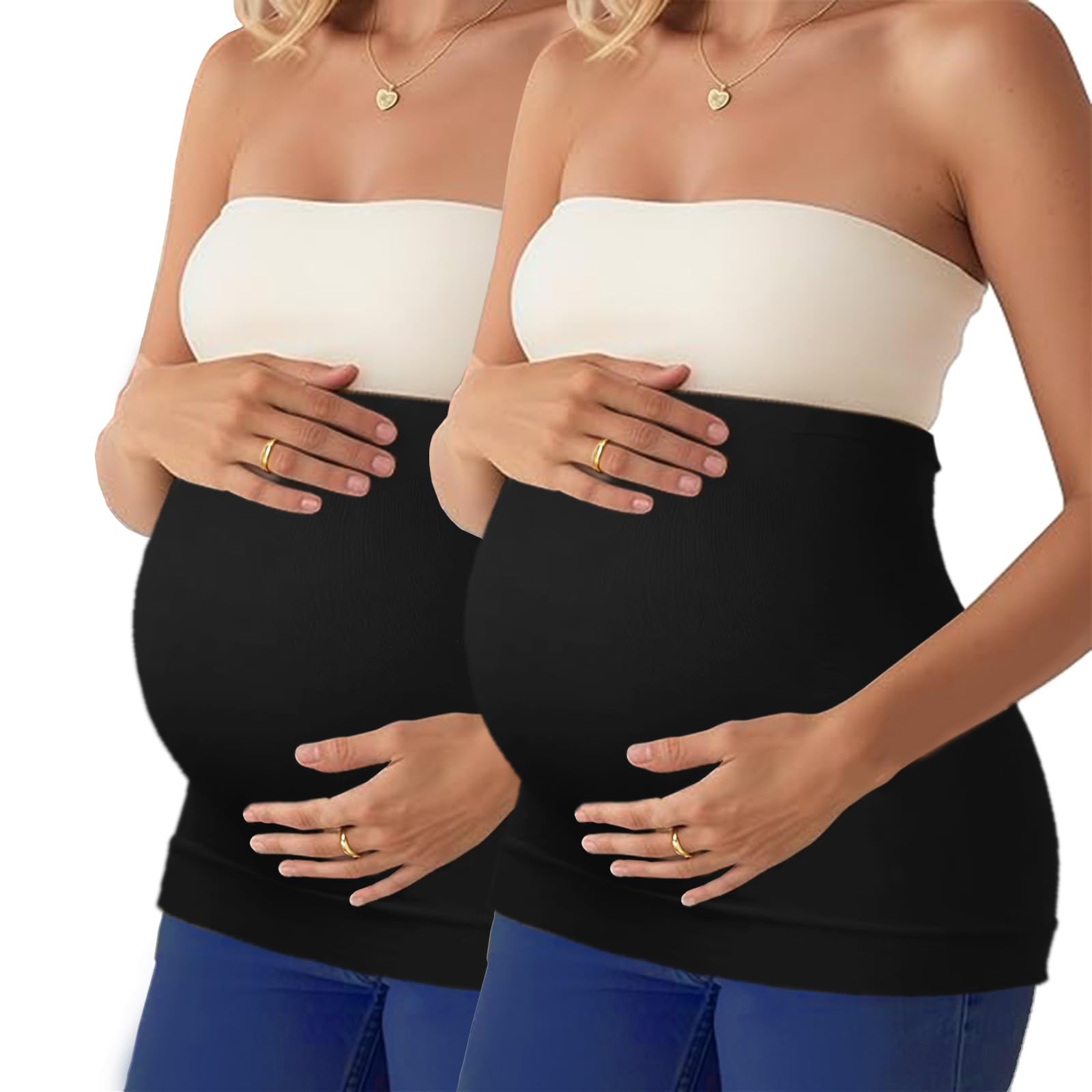 DIRAVO Womens Maternity Belly Band for Pregnancy Non-slip Silicone Stretch Pregnancy Support Belly Belt Bands…