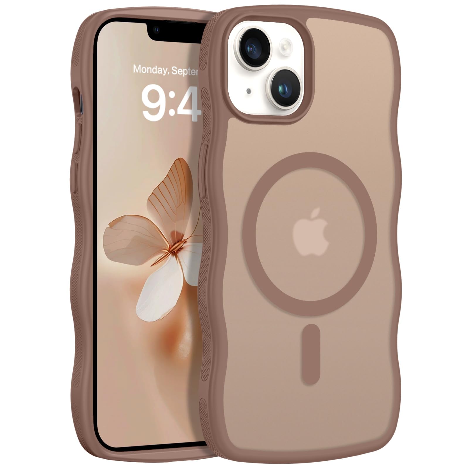 BENTOBEN Magnetic for iPhone 13 Case & iPhone 14 Case, [Curly Wave Edge] [Compatible with Magsafe] Slim Translucent Matte Shockproof Protective Phone