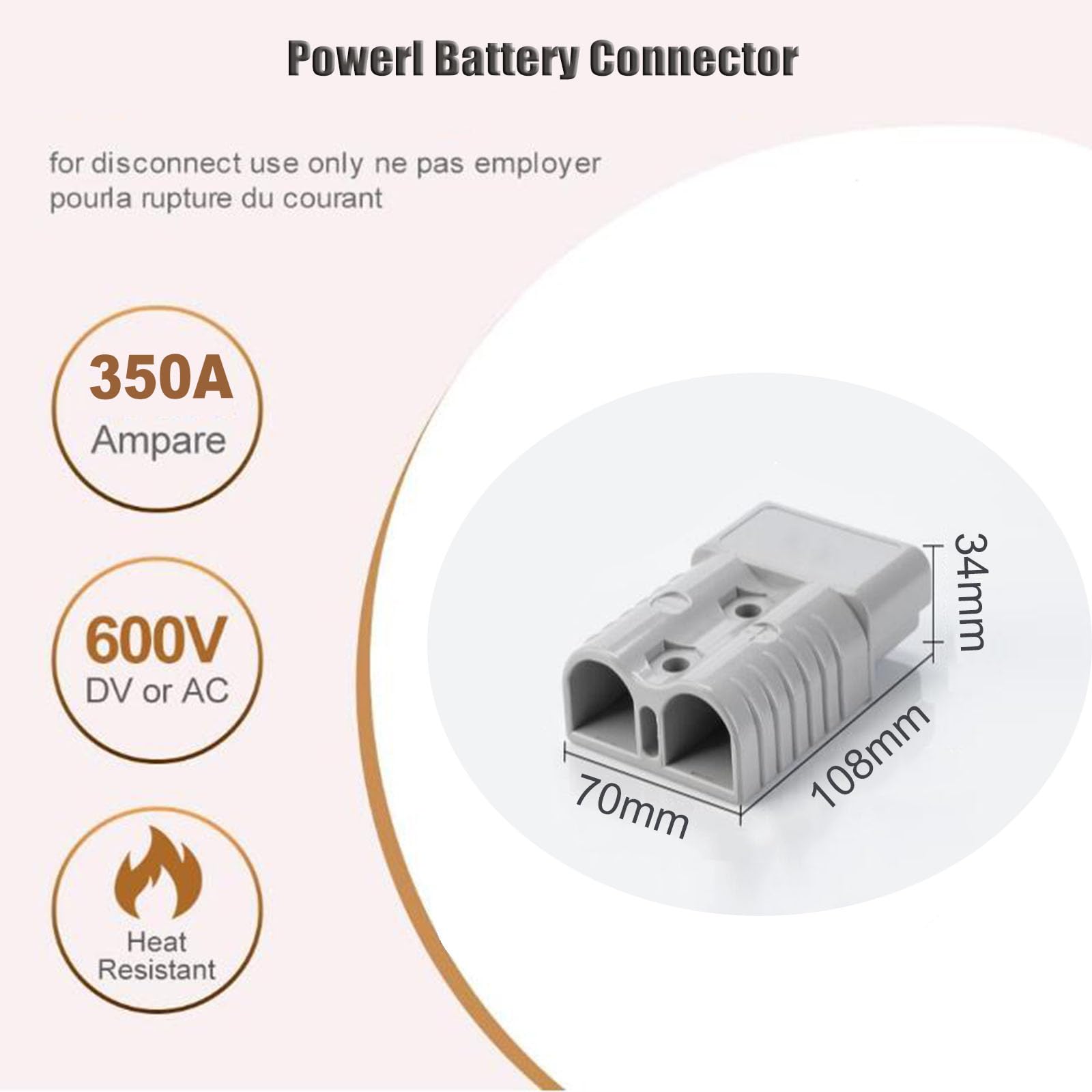 350A 600V Batterie Schnellverbinder Gabelstapler Batterieladegerät Anschlüsse mit Dual Anderson Anschlussstecker 1/0AWG
