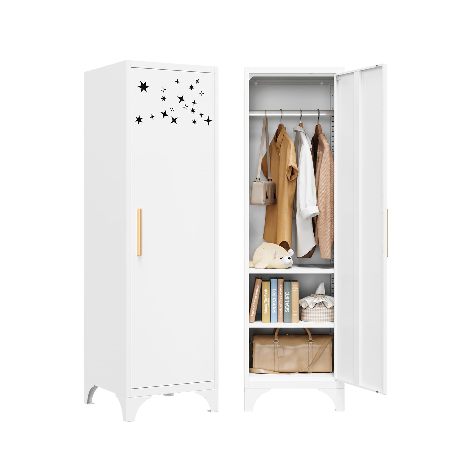 Sightlife Armoire de Rangement, Casier Vestiaire, Porte Armoire Chambre, Blanc 45 x 155 x 49 cm (l x H x P)