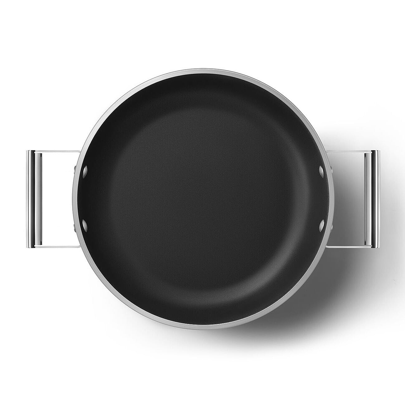 Smeg, Tegame Antiaderente DPF2812CRM, Diametro 28 cm, Rivestimento Ceramico senza PFAS, Maniglie in Acciaio Inox, per Tutti i Piani Cottura, fino a 250° in Forno, Capacità 4,3 L, Panna Opaco