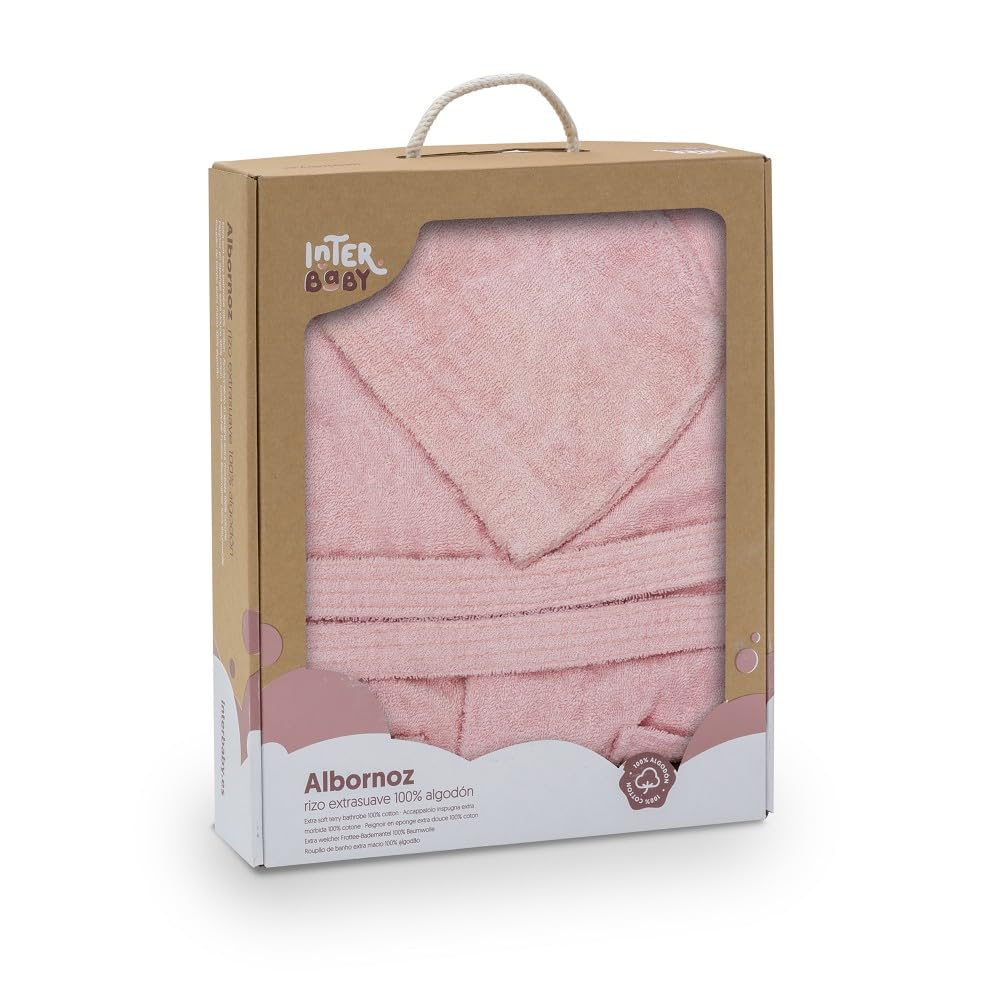 Interbaby Albornoz Liso Peignoir bébé unisexe 0-24, rose, 10 ans