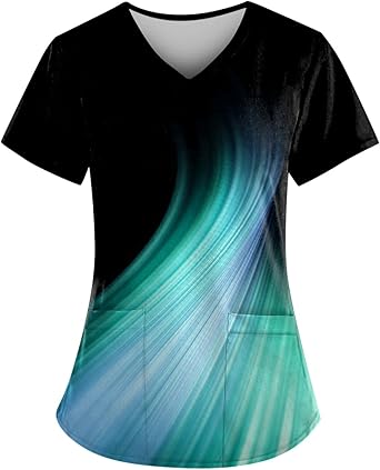 OIOLOYJM Printed Scrub Tops Women Short Sleeve V Neck Plus Size Scrubs for Womens Nursing Uniforms Shirts with Pockets