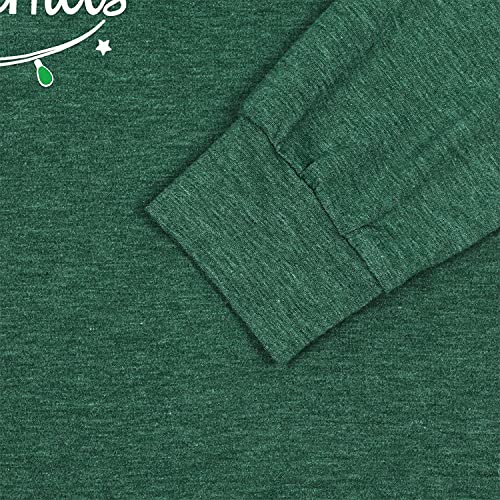 Fashgl Christmas Shirt Women Merry And Bright Pullover Christmas Lights Graphic T Shirts Xmas Long Sleeves Tops Green thumb #3