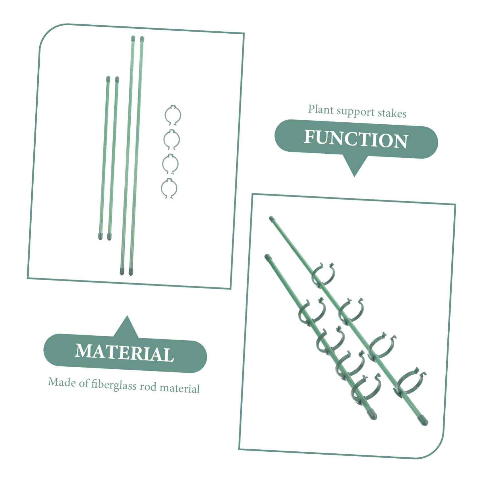 Toyvian 2 Ensembles Support du Support de Fleurs pieu enjeux Escalade de Plein air Les Soutiens Rester Support de Tige Unique de Jardin Fournitures de Jardinage Tige en Fibre de Verre Vert