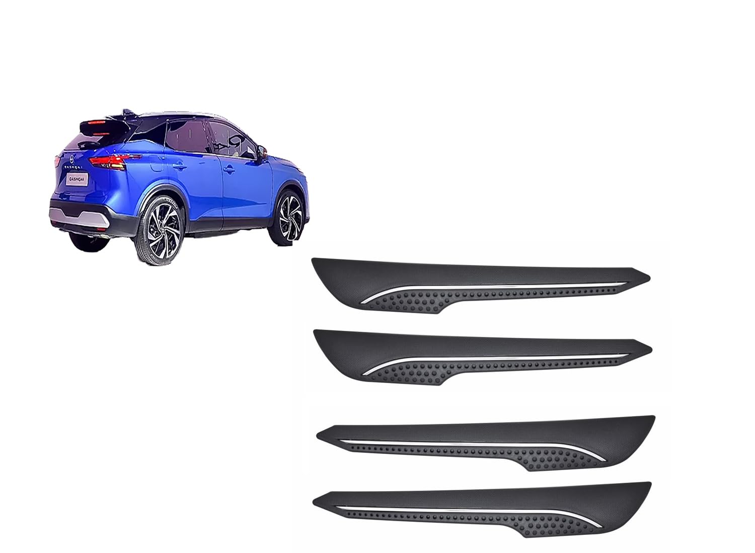 Car Accessories - Car Bumper Guard Scratch Protector Compatible with Nissan Qashqai Accessories All - Durable & Flexible Design Crome (Set of 4 Pieces)