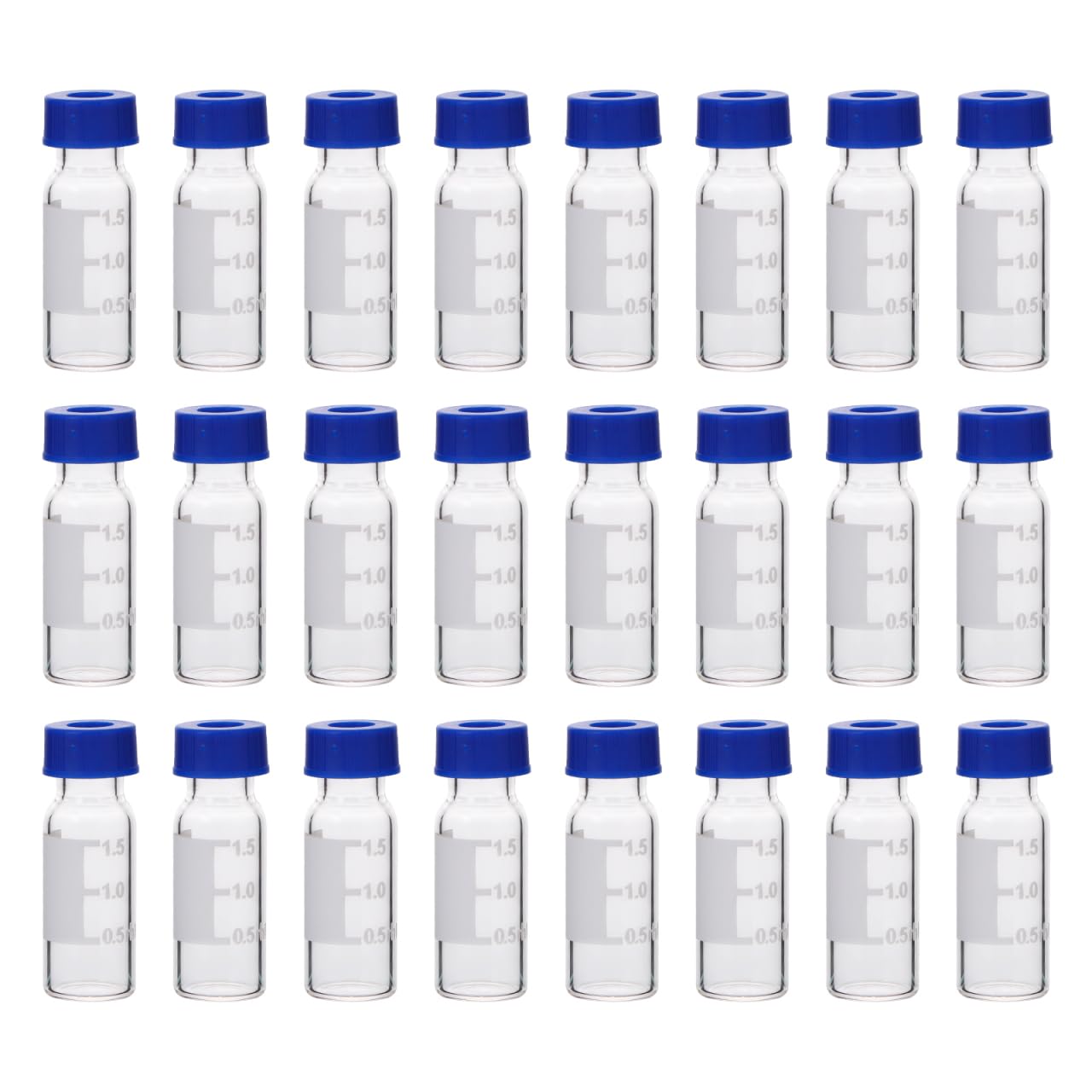 Hemobllo Glass Vials with Screw Caps : 100Pcs 1.5/2ml Transparent Sample Bottles with Scale for Essential Oil Perfumes Lab Chemicals