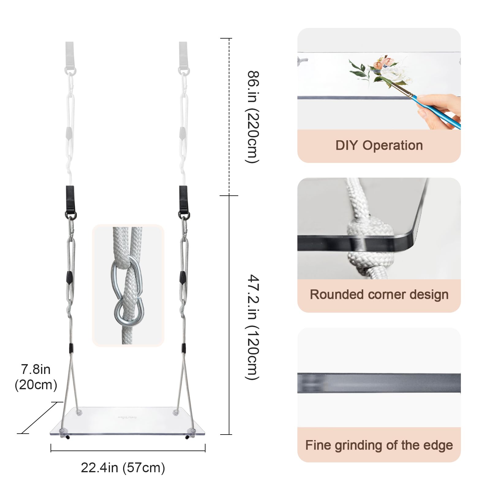 nets Tribe Tree Swing Set Porch Swing PC Swing seat Adjustable Rope Swing with Hanging Straps for Adults and Kids 10mm Thicker 500 lbs Load for Indoor Outdoors Backyard Patio Garden Playground