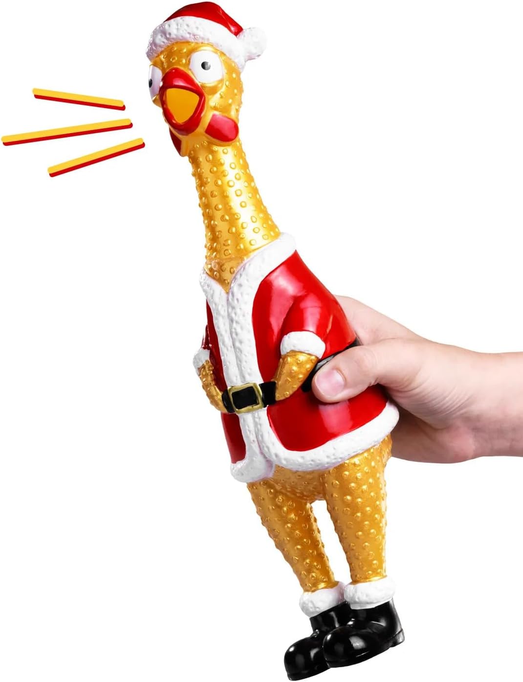 ANIMOLDS Squeeze Me Christmas Chicken- Hilarious Screaming Rubber Chicken Toy for Kids Novelty Squeaky Toy | The Perfect Stocking Stuffers for Kids and Adults