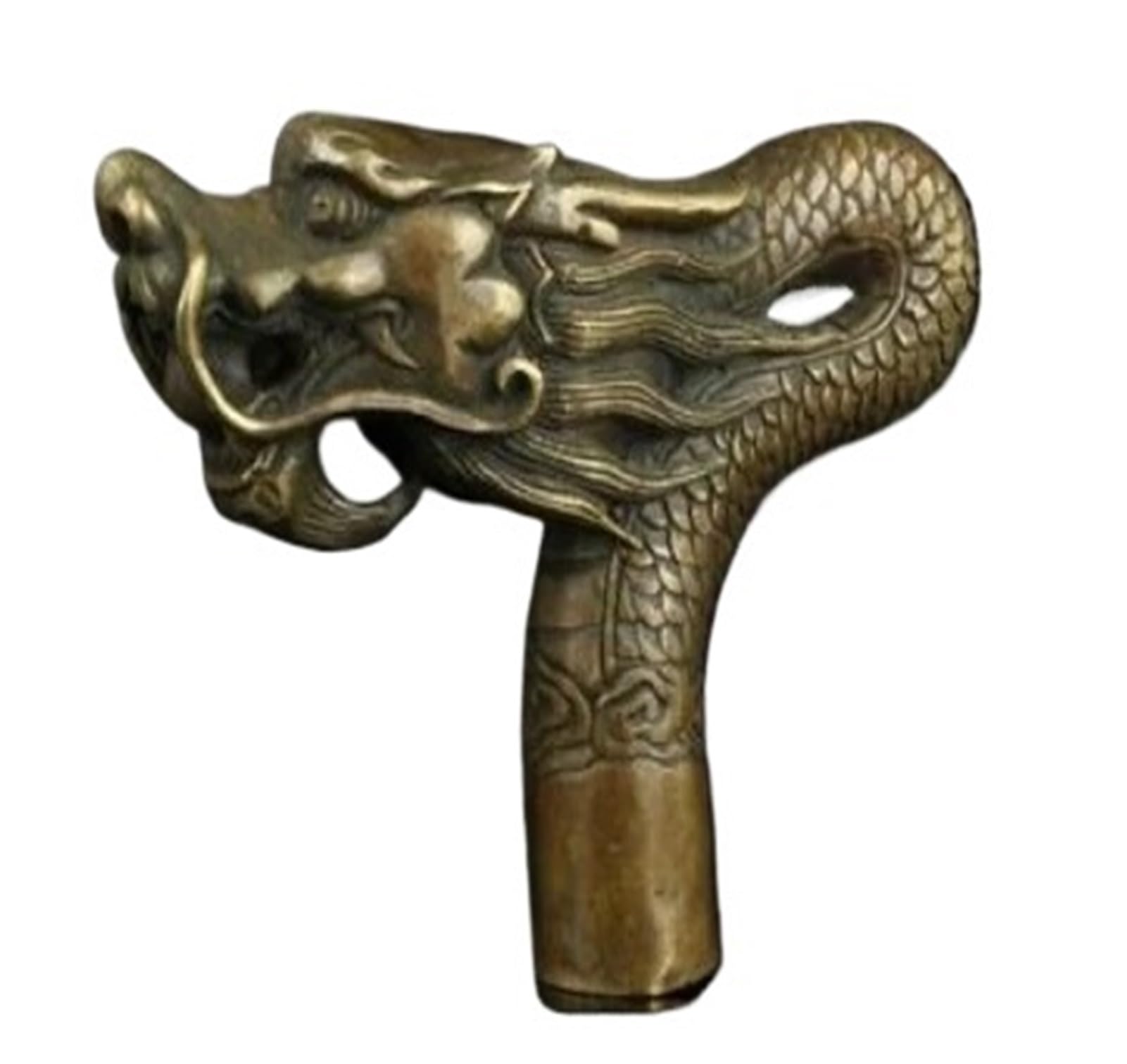 Huolimxun Brass Hand Carved Dragon Statue Cane Head Crutch Gift For Elderly