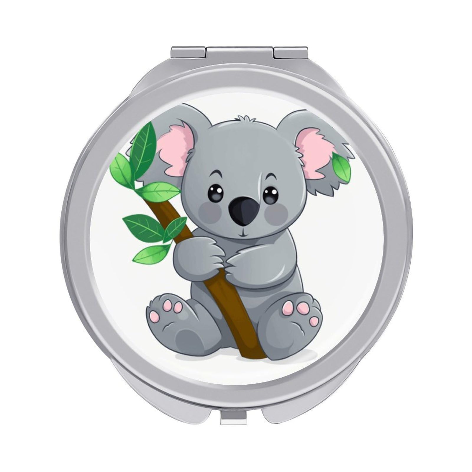 FekiLoot Green Leaf Koala Travel Makeup Mirror 2 X /1 X Magnifying Slim Pocket Mirrors Compact for Purse Travel Makeup Mirrors for Pocket, Handbag, Purse Women Gift