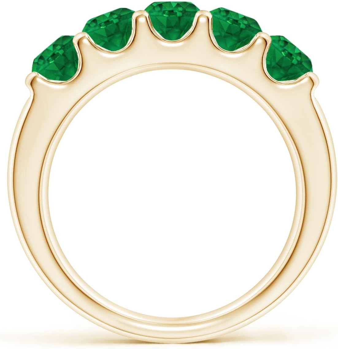 Angara Natural Emerald Wedding Band for Women | Shared Prong Set Half Eternity Emerald Wedding Band in 14K Solid Gold/Platinum | May Birthday, Anniversary, Gemstone Jewellery Gift - Image 2