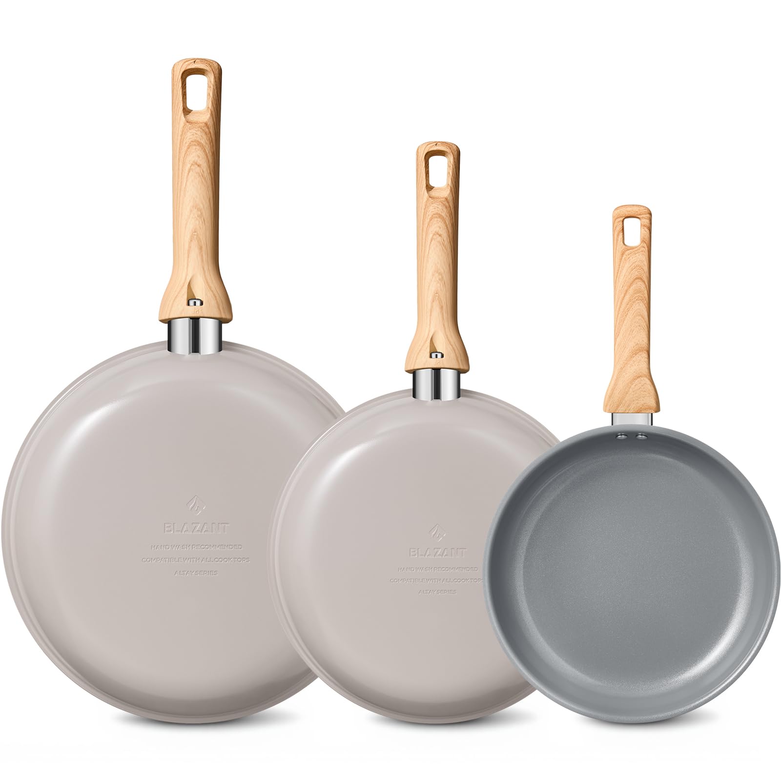 BLAZANT Keramik Pfannenset Induktion, 3-teiliges Antihaft Bratpfannen Set 20/24/28 cm ohne PFAS, Gesunde Pfanne für Familienküche & Tägliches Kochen, Bakelitgriffe