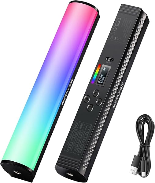 NEEWER RGB Light Wand, Magnetic Handheld Photography Video Light Stick, 2500K~8500K Dimmable CRI95+ Full Color LED Tube Light Bar with 2550mAh Battery, 17 Light Scenes for Vlog TikTok YouTube, TL20C