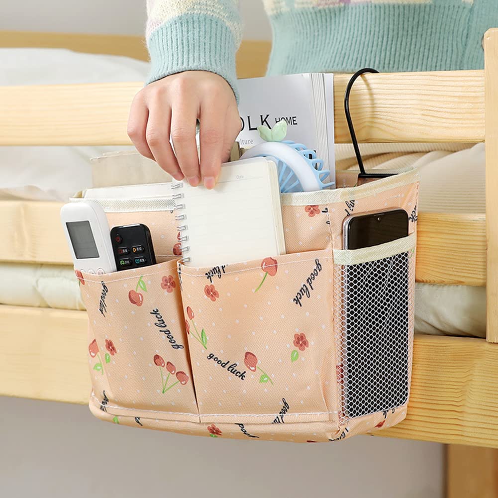 croselyu With pattern Home Multifunctional Bedside Hanging Bag College Dormitory Bedside Cloth Hanging Basket Bed Clutter Sorting Storage Bag Magazine Book Storage Bag (Green) (StyleH) - Image 3