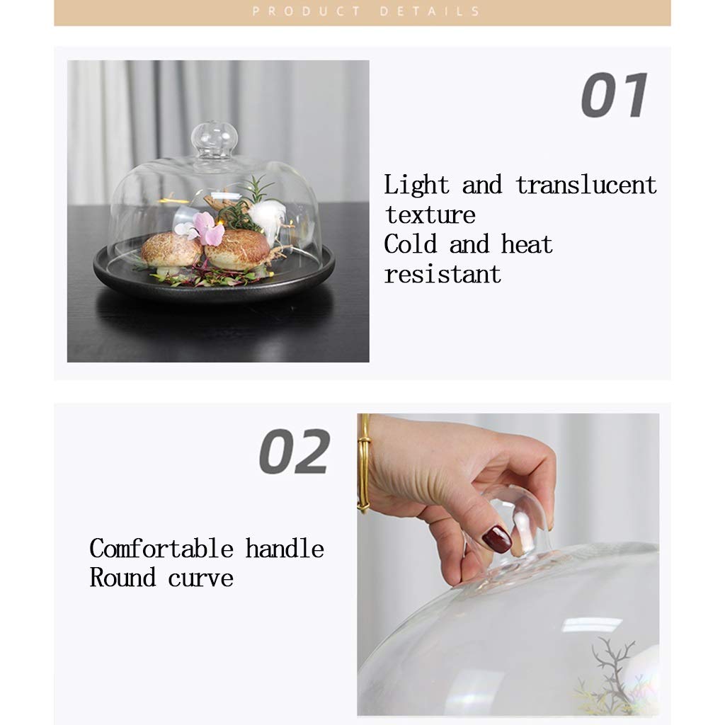 Pantalla de Cristal Cubierta de Alimentos Cubierta de Cúpula de Cloche para Fumar para Fumar Cóctel/postre, Bebidas Ahumadas, Campana de Domo con Infusor de Humo, Bar Accesorios Decoración, 10,2"*7,1"