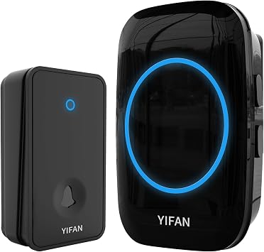 Wireless Doorbell, Self-Powered Electric Door Bells with Waterproof Cover, Weather Resistant Bell Kits, up to 490ft Range with 60 Chimes 5-Level Volume LED Flash for Home Classroom Apartment