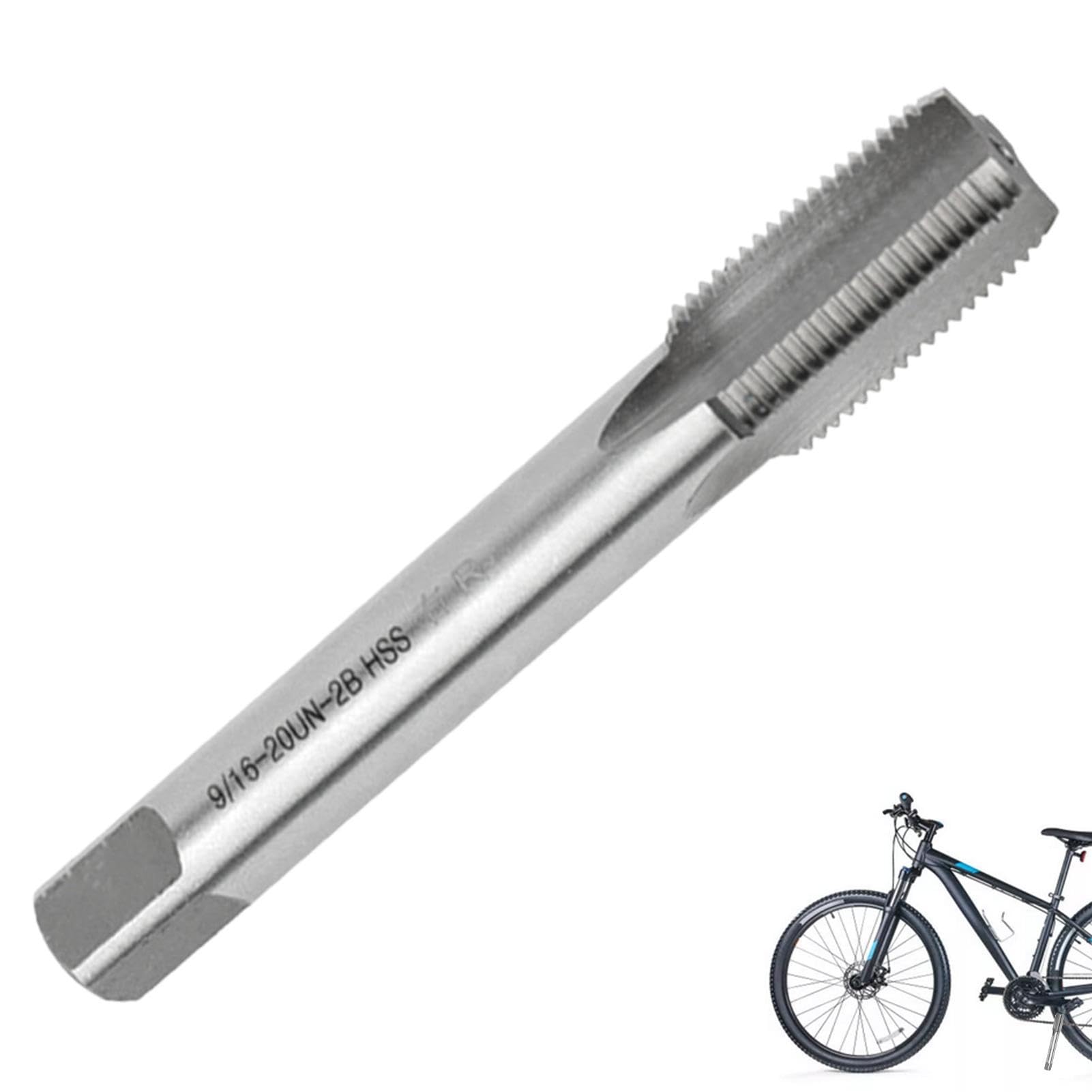 Kit d'outils de taraudage pour vélo 9/16"-20 - Outil de réparation de filetage de pédale de vélo | Réparation de filetage de vélo, tige de taraudage pour manivelle de vélo, taraud de machine et