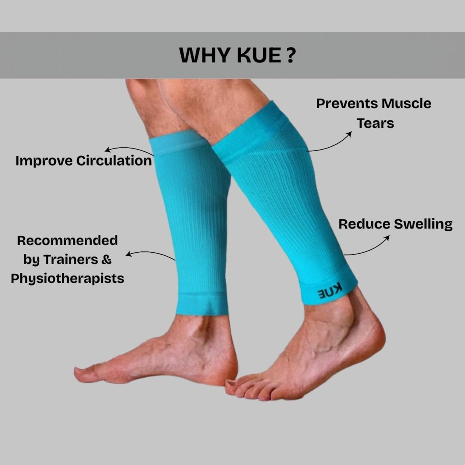 KUE Compression Arm Sleeves for Men & Women | Sports Arm Sleeves for Running, Cricket & Cycling | UV Protection Cooling Sleeves | Arm Compression Sleeve for Joint Pain Relief (Blue, L/XL, 2 Pair) 2