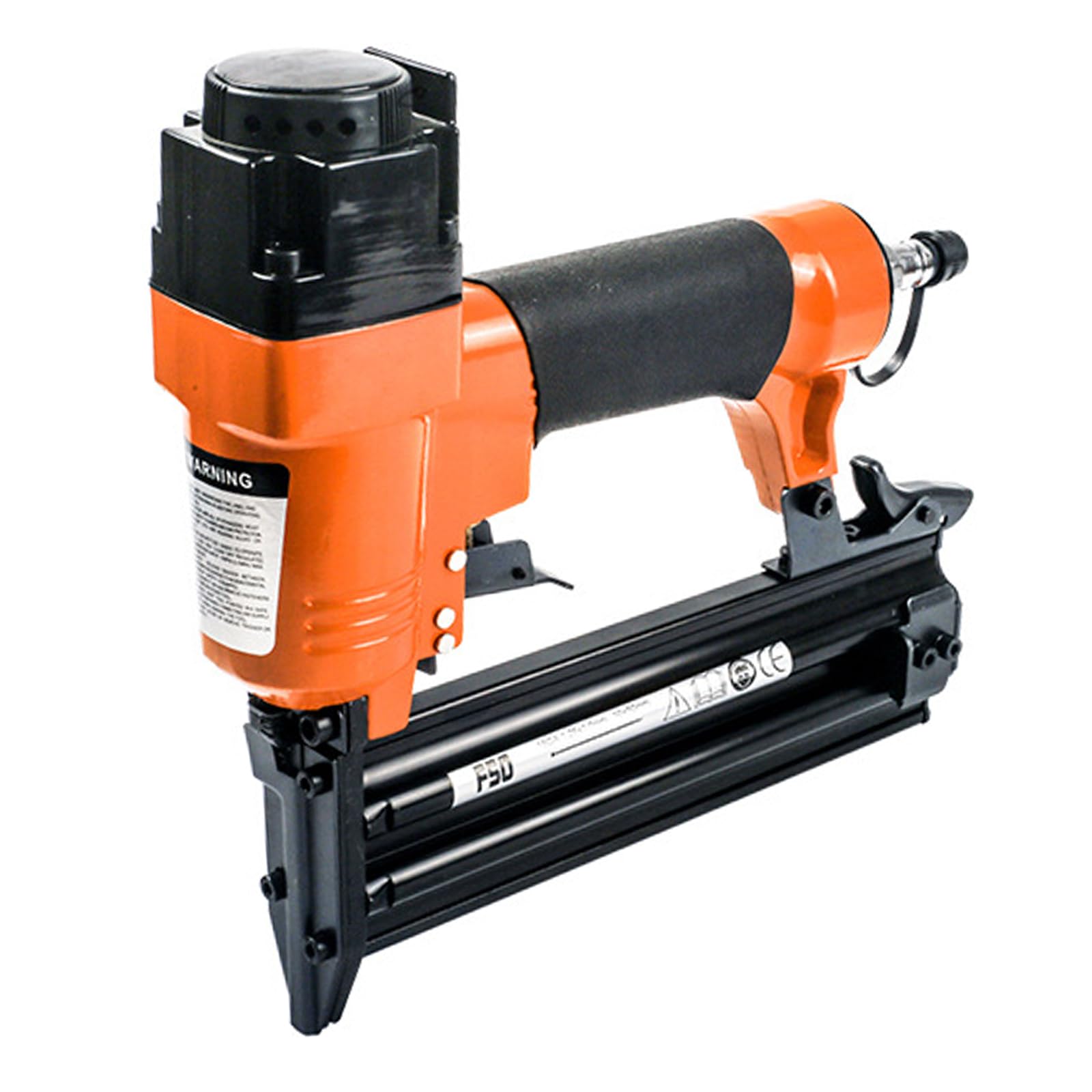 Clavadora de aire comprimido, calibre 18, grapadora de precisión para carpintería, color naranja y negro