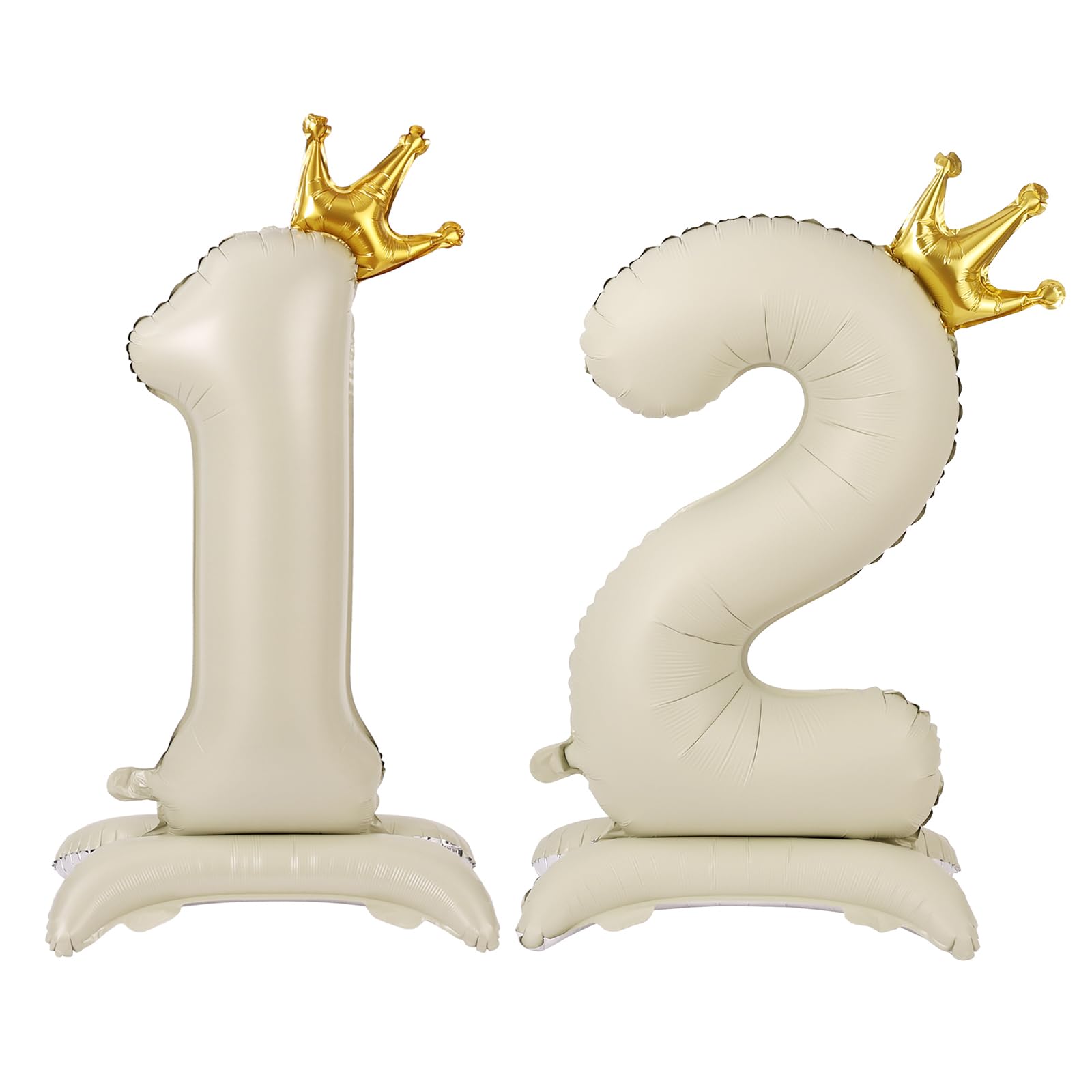 APXEL Off-white Standing Crown Number 12 Balloons, 42'' Foil 1 & 2 Balloon