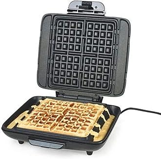 No Mess Electric Waffle Maker – Makes 4 Waffles At Once Ready In 3 Minutes