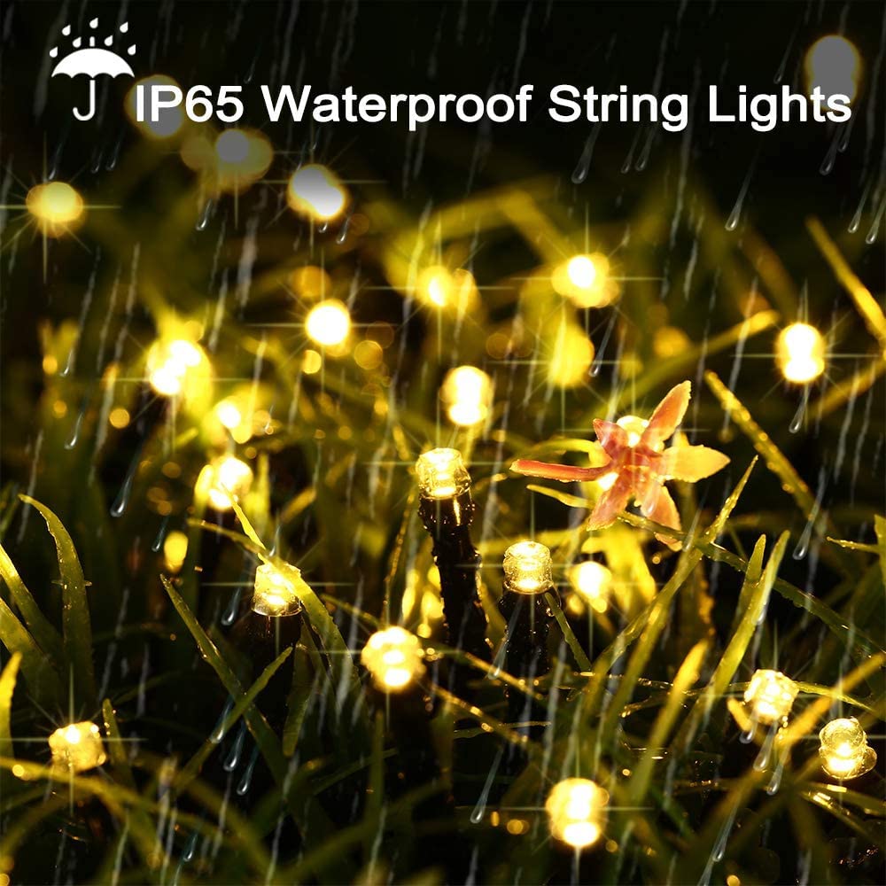 PhilzOps Catena Luminosa Solare Esterno, 2 Pezzi 22M 200 LED Natale Luce Stringa Solari Esterno 8 Modalità Impermeabile Luci LED Decorative con Memoria Per Giardino Albero Patio Festa, Bianco Caldo