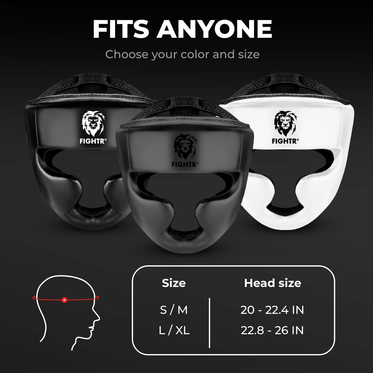 FIGHTR Protection de tête MMA avec meilleur ajustement pour une protection maximale | Casque de boxe pour sparring | Taille réglable pour boxe, MMA, Muay Thai, Kickboxing et arts martiaux